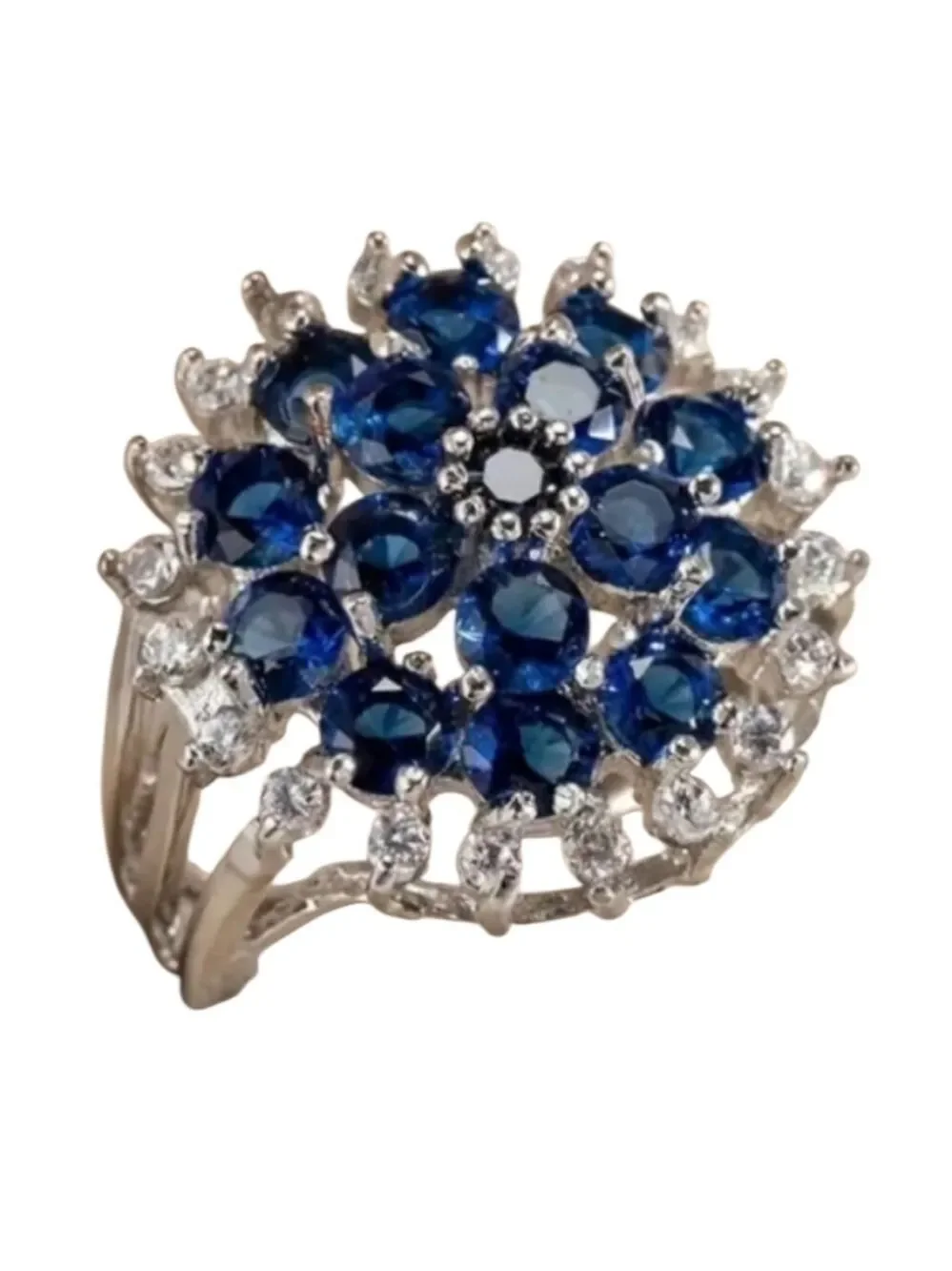 Silvertone Blue Gemstone Ring